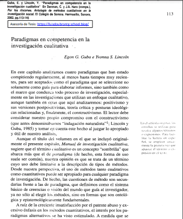 Guba y Lincoln Paradigmas